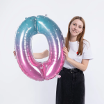 Шар (34''/86 см) Цифра, 0 Нежные искры, Розовый, Градиент, 1 шт. в уп., 131030