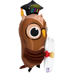 Шар 3D (30''/76 см) Фигура, Сова Выпускник, 1 шт. в уп., 25346-P