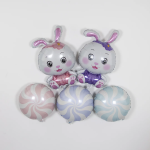Шар (33''/84 см) Фигура, Зайка с бантиком, Сиреневый, 1 шт., 21714