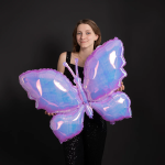 Шар (38''/97 см) Фигура, Бабочка (надув воздухом), Сиреневый, Хамелеон, 1 шт. в уп., 24987
