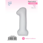 Шар (40''/102 см) Цифра, 1 Slim, Белый, Матовый, 1 шт. в уп., C901911MB