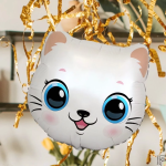 Шар (22''/56 см) Фигура, Голова, Милый Котенок, Белый, 1 шт., 901872