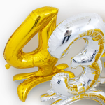 Шар (32''/81 см) Цифра на подставке, 3, Серебро, 1 шт. в уп., 134013