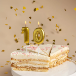 Свеча Цифра, 0 Воздушный шарик, на шпажке, Золото, Металлик, 5,5 см, 1 шт. с держат., 803250