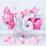 Шар (34''/86 см) Цифра, 1 ЭКО, Серебро, 1 шт. в уп., 21541