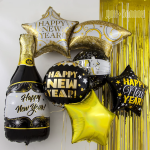 Шар (40''/102 см) Фигура, Счастливого Нового Года (комета), Золото, 1 шт., 19204