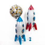 Шар (32''/81 см) Фигура, 3D Ракета, Синий, 1 шт., 19728