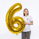 Шар (50''/127 см) Цифра, 6 XXL, Золото, 1 шт. в уп., 131166