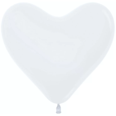 Шар (12''/30 см) Сердце, Белый (005), пастель, 50 шт., 628011