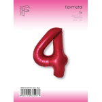 Шар (40''/102 см) Цифра, 4 Slim, Красный, Металлик, 1 шт. в уп., B901914R