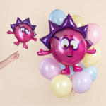 Шар с клапаном (17''/43 см) Мини-фигура, Смешарики, Ежик, 5 шт. в уп., 515116