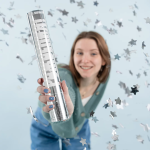 Пневмохлопушка (12/30 см), С Днем Рождения, Звезды фольга, Серебро, Металлик, 1 шт., 723035