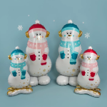 Шар 3D (58''/147 см) Фигура на подставке, Снеговик в голубом шарфе, 1 шт. в уп., 24865