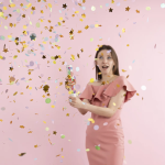 Пневмохлопушка (12/30 см), Воздушные шары, Звезды фольга и круги тишью, Золото, 1 шт., 723037