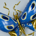 Шар 3D (45''/114 см) Фигура, Бабочка, Карнавальные крылья, Голубой, 1 шт., 23734