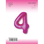 Шар (40''/102 см) Цифра, 4 Slim, Фуше, Металлик, 1 шт. в уп., B901914F