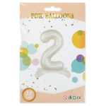 Шар (32''/81 см) Цифра на подставке, 2, Белый песок, 1 шт. в уп., 27512