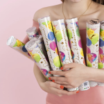 Пневмохлопушка (12/30 см), Воздушные шары, Звезды фольга и круги тишью, Золото, 1 шт., 723037