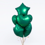 Шар (18''/46 см) Сердце, Бирюзовый, Сатин, 1 шт., 27598