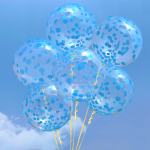 Шар (18''/46 см) Сфера, Deco Bubble, Голубое конфетти, Прозрачный, Кристалл, 50 шт. в уп., 550115