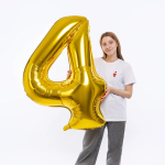 Шар (50''/127 см) Цифра, 4 XXL, Золото, 1 шт. в уп., 131164