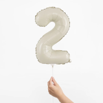 Шар с клапаном (16''/41 см) Мини-цифра, 2, Белый песок, Сатин, 1 шт., 26152