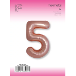 Шар (40''/102 см) Цифра, 5 Slim, Розовое Золото, Металлик, 1 шт. в уп., B901915RG