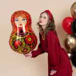 Шар (31''/79 см) Фигура, Матрешка Золотая роспись, 1 шт. в уп., 943111