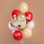 Шар (27''/69 см) Фигура, Мишка с валентинкой, 1 шт., 27531