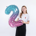 Шар (34''/86 см) Цифра, 2 Нежные искры, Розовый, Градиент, 1 шт. в уп., 131032