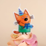 Свечи Три Кота, Подарки на День Рождения!, 5*6,5 + 4 см, 3 шт. с держат., 703055