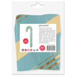 Шар (29''/74 см) Фигура, Леденец трость (надув воздухом), Голубой/Золото, 1 шт. в уп., 25030P