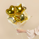 Шар с клапаном (5''/13 см) Микро-сердце, Белое золото, Металлик, 1 шт., 27277