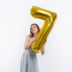 Шар (40''/102 см) Цифра, 7, Золото, Металлик, 1 шт. в уп., 26487