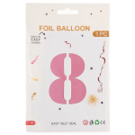 Шар (40''/102 см) Цифра, 8, Розовый, Матовый, 1 шт. в уп., 24108