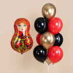 Шар (31''/79 см) Фигура, Матрешка Золотая роспись, 1 шт., 943708