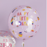 Шар с клапаном (18''/46 см) Сфера, Deco Bubble, Единороги, Прозрачный, Кристалл, 1 шт. в уп., 518018