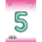 Шар (40''/102 см) Цифра, 5 Slim, Тиффани, Сатин, 1 шт. в уп., B901915STU