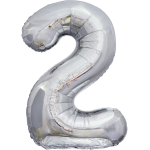 Шар (50''/127 см) Цифра, 2 XXL, Серебро, 1 шт. в уп., 131142