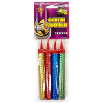 Свеча Фонтан для торта, Цветное пламя, 40 сек, Ассорти, 12 см, 4 шт., TKR358