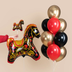 Шар (11''/28 см) Мини-фигура, Лошадка Золотая роспись, 1 шт., 943142