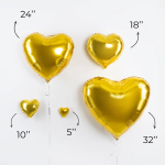 Шар (18''/46 см) Сердце, Золото, Металлик, 1 шт., 123030