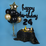 Шар с клапаном (16''/41 см) Мини-цифра, 4, Черный, Матовый, 1 шт., 23884