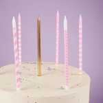 Свечи Точки и полосы, Розовый/Золото, Металлик, 0,55*14,5 см, 10 шт., 630266