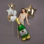 Шар 3D (51''/130 см) Фигура на подставке, Бутылка Шампанское, 1 шт. в уп., 26204