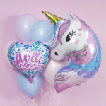 Шар (32''/81 см) Фигура, Голова, Волшебный единорог, 1 шт. в уп., 220625