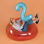 Шар (40''/102 см) Цифра, 2, Голубой, Матовый, 1 шт. в уп., 24112