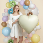 Шар (30''/76 см) Сердце, Белый, Сатин, 1 шт. в уп., 27491