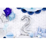 Шар (34''/86 см) Цифра, 2 ЭКО, Серебро, 1 шт. в уп., 21542