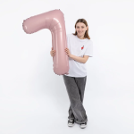 Шар (40''/102 см) Цифра, 7 Slim, Пыльная роза, 1 шт. в уп., 224623